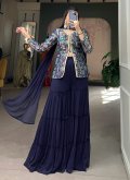 Blue color Woven Jacquard Silk Trendy Salwar Suit - 3