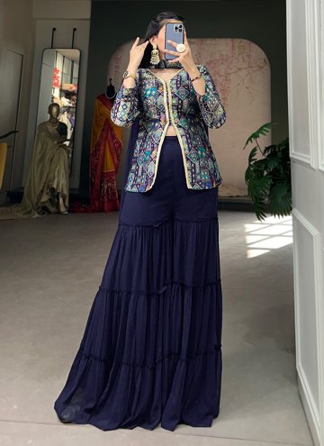 Blue color Woven Jacquard Silk Trendy Salwar Suit