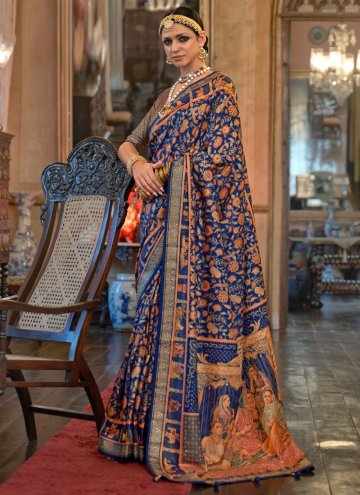 Blue color Woven Patola Silk Classic Designer Sare