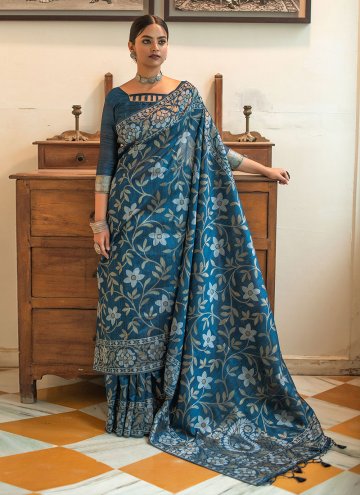 Blue color Woven Patola Silk Traditional Saree