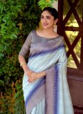 Blue color Woven Silk Designer Saree - 1
