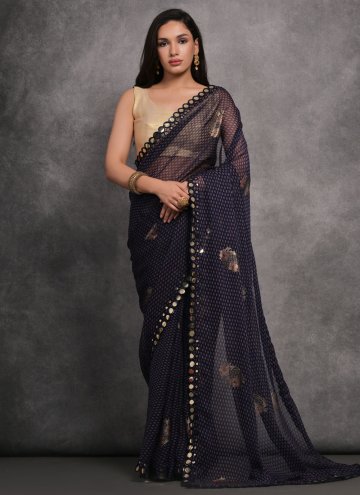 Blue Contemporary Saree in Georgette with Border