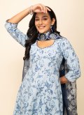 Blue Cotton  Designer Salwar Suit - 1