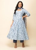 Blue Cotton  Designer Salwar Suit - 3
