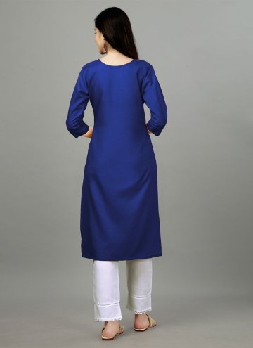 Blue Cotton  Embroidered Designer Kurti for Casual