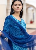 Blue Cotton  Print Salwar Suit for Ceremonial - 3