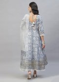 Blue Cotton  Printed Salwar Suit for Ceremonial - 2