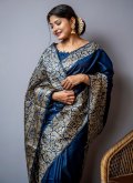 Blue Handloom Silk Border Trendy Saree - 1