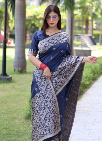 Blue Handloom Silk Woven Designer Saree
