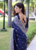Blue Handloom Silk Woven Designer Saree - 2