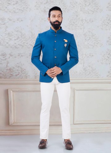 Blue Imported Buttons Jodhpuri Suit for Festival