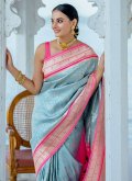Blue Kanjivaram Silk Meenakari Classic Designer Saree for Ceremonial - 1