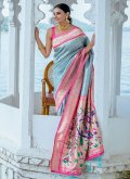 Blue Kanjivaram Silk Meenakari Classic Designer Saree for Ceremonial - 2
