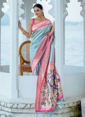 Blue Kanjivaram Silk Meenakari Classic Designer Saree for Ceremonial - 3