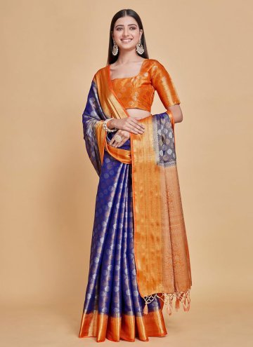 Blue Kanjivaram Silk Woven Classic Designer Saree