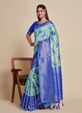 Blue Kanjivaram Silk Woven Classic Designer Saree for Party - 2