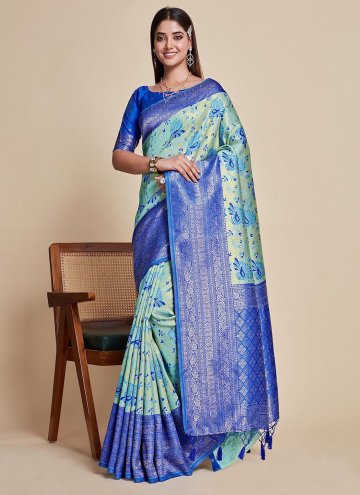 Blue Kanjivaram Silk Woven Classic Designer Saree 