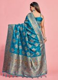 Blue Kanjivaram Silk Woven Designer Saree - 1