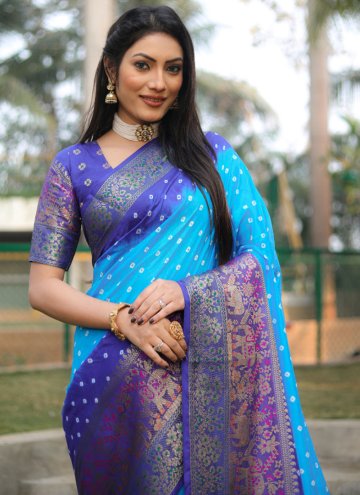 Blue Kanjivaram Silk Woven Trendy Saree for Ceremonial