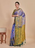 Blue Kanjivaram Silk Woven Trendy Saree for Engagement - 1