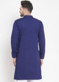 Blue Kurta in Polly Cotton with Embroidered - 1