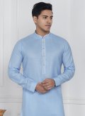 Blue Kurta Pyjama in Cotton  with Fancy work - 2
