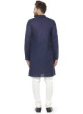 Blue Kurta Pyjama in Cotton  with Plain Work - 1