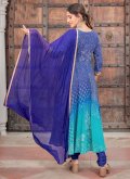 Blue Muslin Fancy work Salwar Suit for Ceremonial - 2