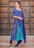 Blue Muslin Fancy work Salwar Suit for Ceremonial - 3