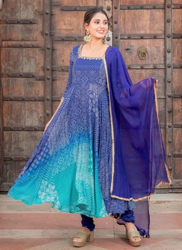 Blue Muslin Fancy work Salwar Suit for Ceremonial