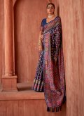 Blue Pashnima Silk Woven Classic Designer Saree for Ceremonial - 1