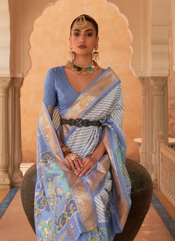 Blue Patola Silk Woven Designer Saree
