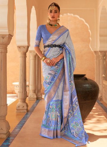 Blue Patola Silk Woven Designer Saree