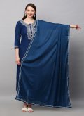 Blue Rayon Designer Salwar Suit - 3