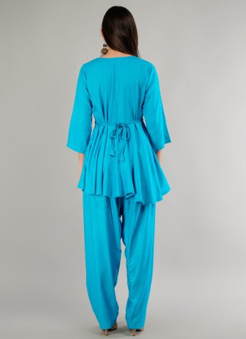 Blue Rayon Lace Designer Salwar Kameez
