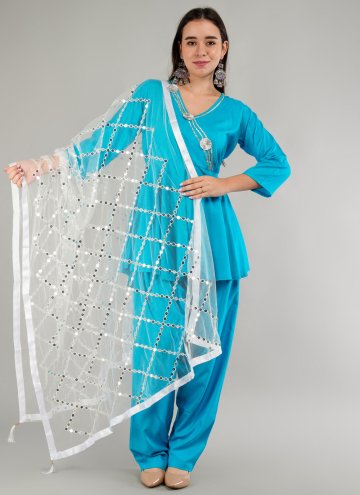 Blue Rayon Lace Designer Salwar Kameez