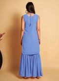 Blue Readymade Anarkali Salwar Suit in Georgette with Sequins Work - 2