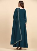 Blue Salwar Suit in Faux Georgette with Embroidered - 2