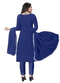 Blue Salwar Suit in Georgette with Embroidered - 1