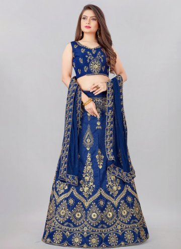 Blue Silk Blend Embroidered Designer Lehenga Choli