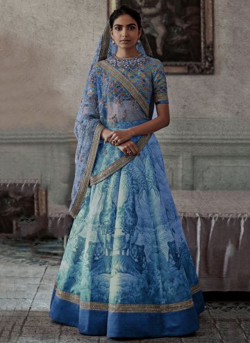 Blue Silk Embroidered Lehenga Choli