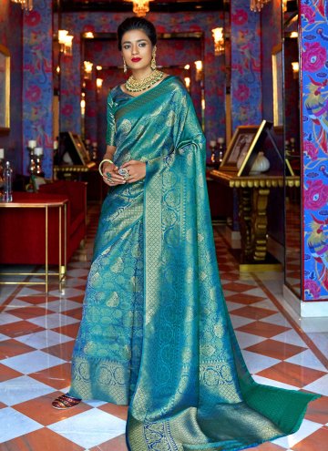 Blue Silk Fancy work Traditional Saree