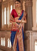 Blue Silk Woven Classic Designer Saree for Ceremonial - 1