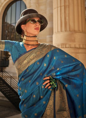 Blue Silk Woven Designer Saree for Ceremonial