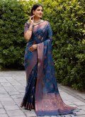 Blue Silk Woven Trendy Saree for Ceremonial - 2