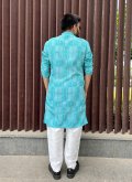 Blue Soft Cotton Embroidered Kurta Pyjama - 1