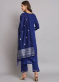 Blue Trendy Salwar Kameez in Cotton Silk with Woven - 1