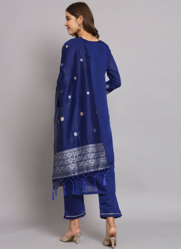 Blue Trendy Salwar Kameez in Cotton Silk with Woven