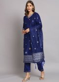 Blue Trendy Salwar Kameez in Cotton Silk with Woven - 2