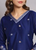 Blue Trendy Salwar Kameez in Cotton Silk with Woven - 3